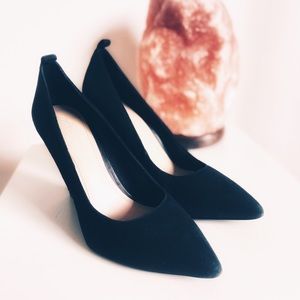 Pour La Victoire Black Suede Wedge Heels